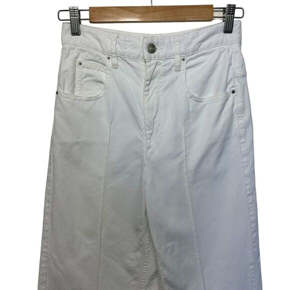 Isabel Marant White High Rise Wide Leg Cropped Raw Hem Cabrio White Jeans, 2 - Picture 4 of 16